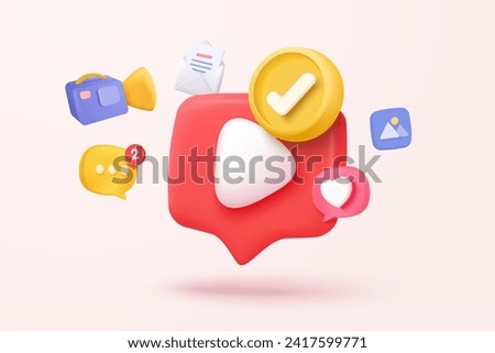 3d video camera icon isolated  with lens and button on  background. Realistic film media movie 3icon, play button for streaming multimedia. 3d emoji cinema, music video icon vector render illustration