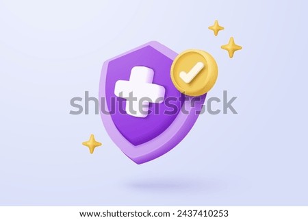 3d purple plus sign icon on the white background. Cartoon icon of first aid and health care with minimal style. Medical symbol of emergency help. 3d aid vector render illustration