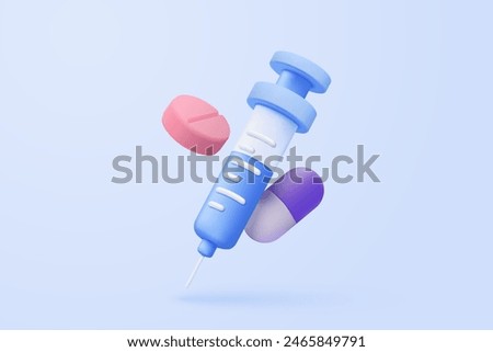 3d pharmacy drug for health pharmaceutical on blue background. Cartoon minimal of first aid and health care. Medical symbol of emergency help. 3d aid medicine icon vector render illustration