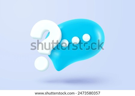 3d speech bubbles question mark icon sign or ask FAQ and QA answer solution information. Have a question, question answer sign or problem. 3d answer speech bubbles icon vector rendering illustration