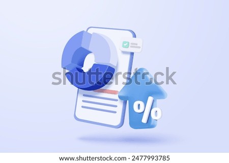 3D stock trading graph with mobile phone. Sell and buy money cash and exchange with finance business concept, earning investment. 3d bank trading vector icon for investment render illustration