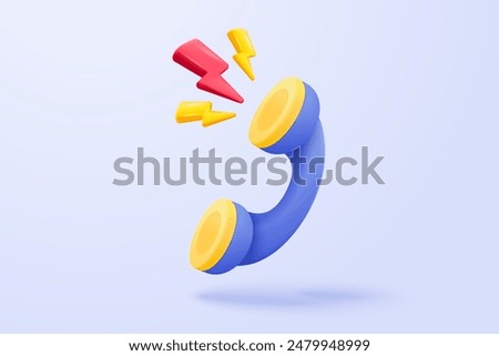 3d minimal call phone and bubble talk on blue background. Talking with service support hotline and call center icon concept. 3d vector render telephone for contact customer on isolated background