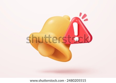 3d alert notification icon isolated on background. negative check list button choice for false, correct, tick, problem, fail on application. emergency icon vector with shadow 3D rendering illustration