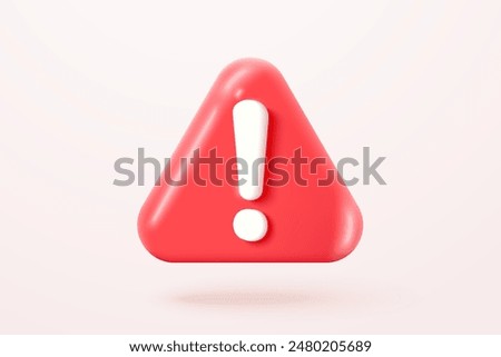 3d alert notification icon isolated on background. negative check list button choice for false, correct, tick, problem, fail on application. emergency icon vector with shadow 3D rendering illustration