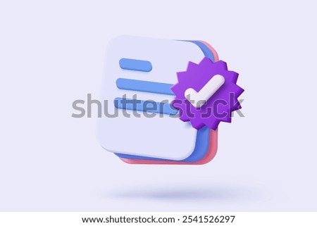 3d white clipboard task management todo check list with notification icon, efficient work on project plan alarm concept, alert for todo checklist. 3d vector clipboard render on pink background