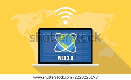 web 3.0 concept technology with icon and internet wifi connections with modern flat style