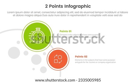 versus or compare and comparison concept for infographic template banner with big and small circle with two point list information vector