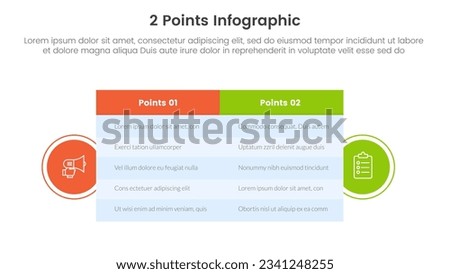 versus or compare and comparison concept for infographic template banner with big table box and circle shape badge with two point list information