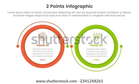 versus or compare and comparison concept for infographic template banner with big circle linked connection circular with two point list information
