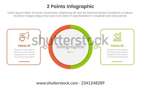 versus or compare and comparison concept for infographic template banner with big circle center and outline shape with two point list information Foto stock © 