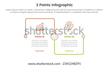 versus or compare and comparison concept for infographic template banner with square outline linked connection square base with two point list information