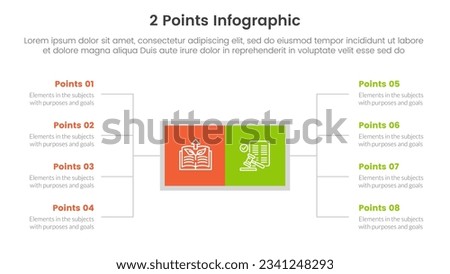 versus or compare and comparison concept for infographic template banner with square box and spreading description list with two point list information