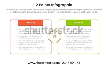 versus or compare and comparison concept for infographic template banner with box opposite outline with header with two point list information