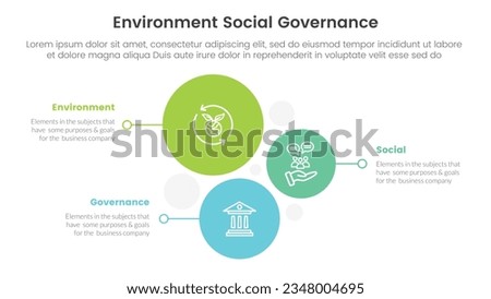 esg environmental social and governance infographic 3 point stage template with vertical circle direction concept for slide presentation