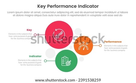 kpi key performance indicator infographic 3 point stage template with vertical circle stack direction for slide presentation