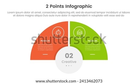 versus or compare and comparison concept for infographic template banner with half circle slice balance opposite with two point list information
