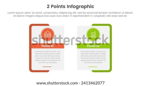 versus or compare and comparison concept for infographic template banner with rectangle shape bold outline and circle badge with two point list information