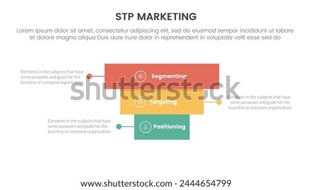 stp marketing strategy model for segmentation customer infographic with rectangle block pyramid backwards structure 3 points for slide presentation