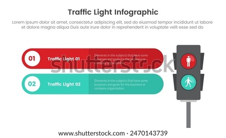 traffic light infographic template banner with round rectangle box container with 2 point list information for slide presentation vector