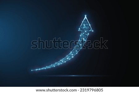 Business arrow up low poly wireframe. Return on the investment chart increases. target on blue dark background. Vision for sustained financial growth. Vector illustration fantastic digital.
