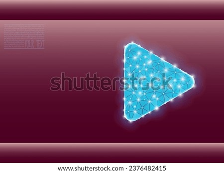 Vector illustration of play button. Energy, electrical technology concept. Play button icon on burgundy background.