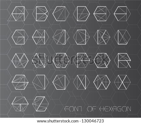 fonts of hexagon ( could separate with frame )sci-fi style
