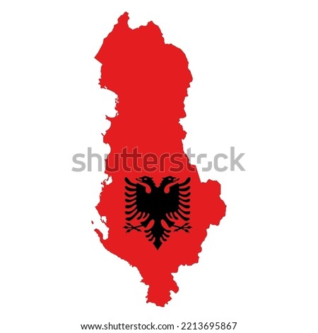 Albania map on Albania flag vector. Circle icon. Brush stroke. Template for independence day. A set of flags.
