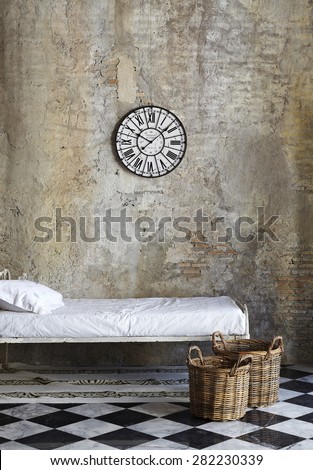 Bedroom brick wall background old