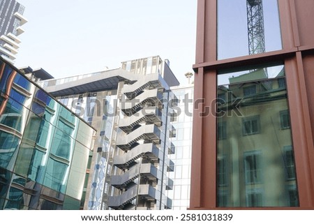 Image, Stock Photo Reflection of some dwellings in a shop window with inscription a vendre