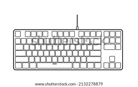 TKL Gaming PC Mechanical Keyboard black outline in isolated, symbol, logo, icon