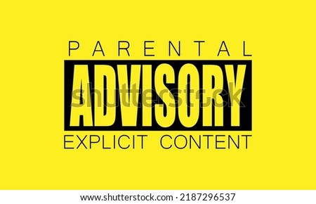 Isolated transparent color trough and black parental advisory explicit content text icon sign in a yellow background