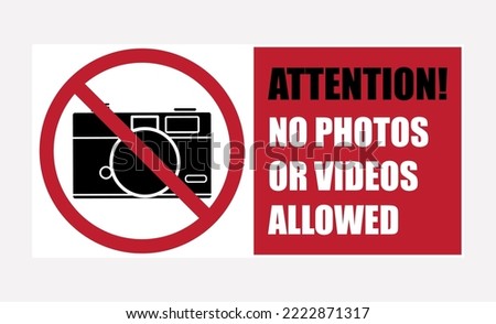 No camera allowed, do not take picture, camera prohibited icon, symbol, logo