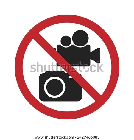 Isolated pictogram sign no camera, record video is prohibited, no take picture allowed