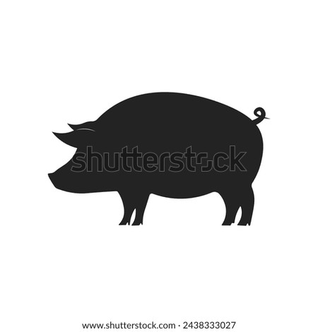 Isolated black pictogram on pig, animal simple icon sign