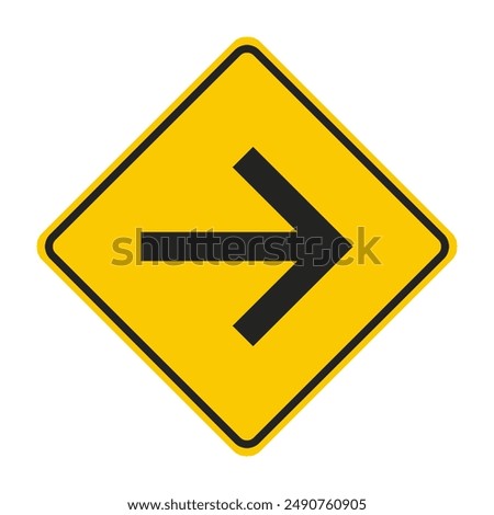 Isolated rectangle yellow arrow direction sign, traffic sign, road safety label