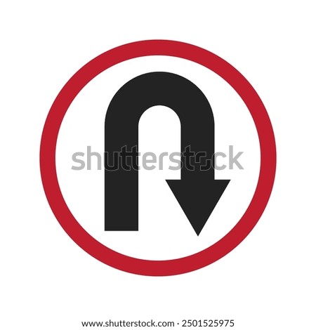 Isolated traffic sign U Turn is allowed with caution 