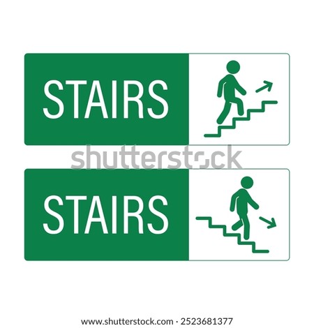 Bundle label sticker dirextion up and down stairs with arrow, isolated emergency exit building sign