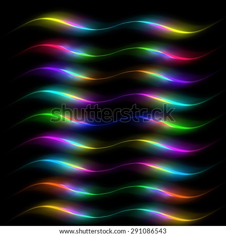 colored lines on a black background. many lines and many colors