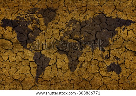 world map on cracked beige background - world crisis