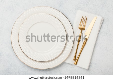 Similar – Image, Stock Photo Wedding Table place with a card over envelope near flowers and feathers, mockup