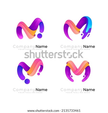 M logo, letter M logo and 3d colorful design vector image