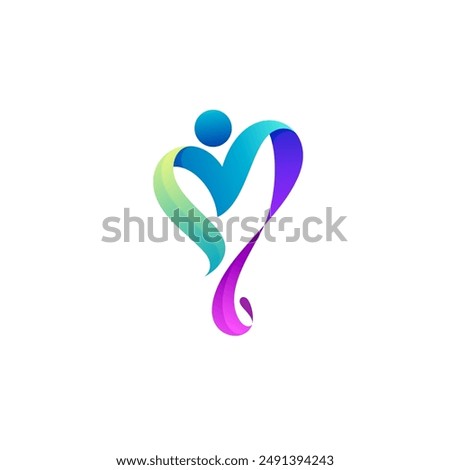 simple love care logo template, charity design social, unity