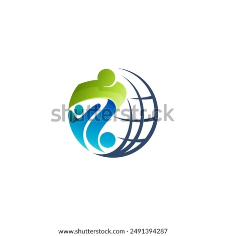 people logo and globe design combination, earth icons