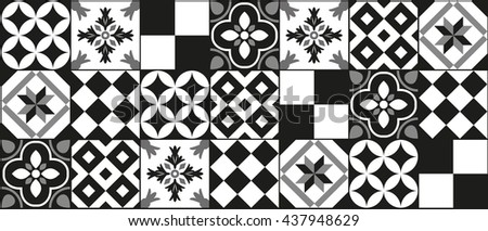 Black and white cement tile background design