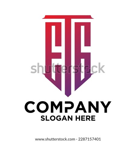 E T G  lettering with square design vector template