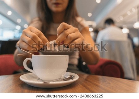 Similar – Image, Stock Photo Anonymous young woman drinking coffee in bed