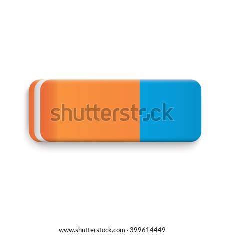 Blue Orange Rubber Eraser Realistic Vector. 