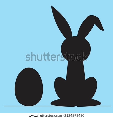 easter bunny vector illustration in flat style and blue background