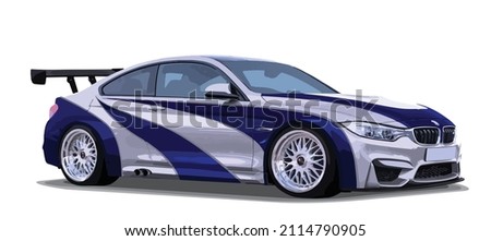race sedan coupe sport car model need for speed modify famous game livery design sticker decal blue white spoiler art design vector template