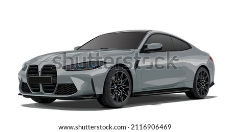 Sport powerful shiny grey bmw car. Vector editable illustration . BMW luxury automobile template vector isolated on white background